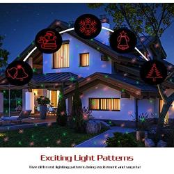 Laser Christmas ProjectorLights Outdoor Waterproof Projector Lights Garden Christmas Lights Star Show with Christmas Decorative Pattern Sand Remote Control for Indoor Outdoor GardenPatio Wall