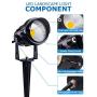 SUNVIE 12W Low Voltage LED Landscape Lights with Connectors, Outdoor 12V Super Warm White (900LM) Waterproof Garden Pathway Lights Wall Tree Flag Spotlights with Spike Stand (10 Pack with Connector)