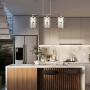 SHENGQINGTOP 33 Inches Modern Kitchen Island Lights with Frosted Glass, 3-Light Dining Room Lighting Fixtures Hanging, New Transitional Multi Pendant Lighting, Brushed Nickel Finish
