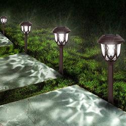 Solar Lights Outdoor Decorative, Pathway Solar Lights Outdoor Waterproof 10 Solar Path Lights Christmas Solar Path Lights Landscape Lighting for Garden Driveway Yard Patio Walkway-Cool White