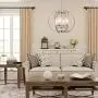 Farmhouse Chandelier Light Fixture 4-Light Ceiling Flush Mount, Brushed Nickel Finish，Matte Glass Shades ,for Dining & Living Room, Kitchen Island and Entryway Contemporary Sphere Bedroom Chandeliers