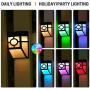 Otdair Solar Lights Outdoor, 2Modes Decorative Solar LED Fence Lights Waterproof, Solar Deck Lights Wireless for Deck, Fence, Patio, Yard, Pathway, Front Door, Warm White/Multicolour Changing, 8 Pack