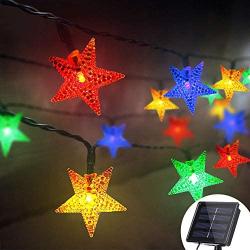 Grezea Solar Twinkle Star String Lights 50 LED Fairy Decorative Light for Garden Patio Lawn Balcony Tree Outdoor Landscape Indoor Decoration for Playhouse Bedroom Curtain Bed Canopy, 21 Multi-Color