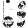 Globe Pendant Light Black Metal Earth Shape Orb Chandelier Light Fixture, Industrial Pendant Light Ceiling Hanging Light for Kitchen Island Dining Room Foyer Office Restaurant, Living Room, bar