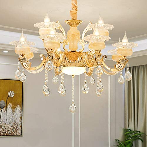 Panghuhu88 Crystal Classic Chandelier Modern Contemporary Chandelier European Ceiling Pendant Lights for Dining Room Living Room Hotel, E12 Bulbs Required (8 Bulb)