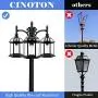 CINOTON Outdoor Lamp Post Light, 3-Head Surface-Mount Post Waterproof Outside Pole Light Aluminum, Black Birdcage Design Outdoor Street Light Pole Lamp Triple-Head for Backyard, Patio, Garden, Walkway