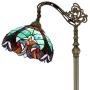 Tiffany Style Reading Floor Lamp Lighting W12H64 Inch Green Stained Glass Liaison Lampshade Antique Adjustable Arched Base S160G WERFACTORY LAMPS Living Room Bedroom Beside Table Girlfriend Lover Gift