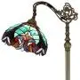 Tiffany Style Reading Floor Lamp Lighting W12H64 Inch Green Stained Glass Liaison Lampshade Antique Adjustable Arched Base S160G WERFACTORY LAMPS Living Room Bedroom Beside Table Girlfriend Lover Gift