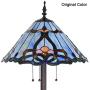 Bieye L10687 Baroque Tiffany Style Stained Glass Floor Lamp with 18 Inch Wide Blue Shade for Reading Working Bedroom Living Room, 3 Lights, 63 inch Tall