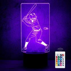 3D Night Light, Night Lights for Kids with 16 Color Changing Touch and Remote Control, Mens Baseball Toys Decor Lamp Birthday Christmas Gifts for Kids Boys Child