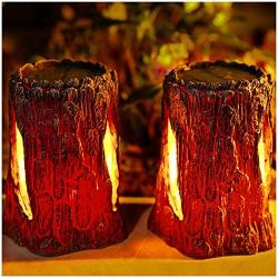 TONULAX Solar Lights Outdoor,Stump On Fire Torch Lights,Flickering Flame Lantern Lights,Solar Powered Landscape Decoration Lighting for Garden Patio Pathway Deck Yard Decor(2 Pack)