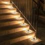Solar Deck Lights, Driveway Walkway Dock Light Solar Powered Outdoor Stair Step Pathway LED Lamp for Backyard Patio Garden Ground, auto On/Off - Warm White - Square - 4 Pack