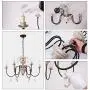OSAIRUOS Retro French Chandelier White Distressed Wood Rust Metal Arms Candle Style Chandeliers 6 Lights for Living Dining Room W27.6 Bonus Bulbs
