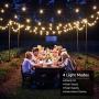 LE Solar Outdoor String Lights LED Patio Lights, USB Rechargeable Portable Bistro Lights, 25ft 25 G40 Bulbs Edison Café String Lights for Porch, Pergola, Backyard, Deck, Garden, Pool, Party, Wedding
