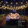 LE Solar Outdoor String Lights LED Patio Lights, USB Rechargeable Portable Bistro Lights, 25ft 25 G40 Bulbs Edison Café String Lights for Porch, Pergola, Backyard, Deck, Garden, Pool, Party, Wedding