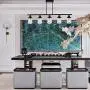 YAOHONG 5-Light Dining Room Lighting Kitchen Island Fixtures Hanging Modern Chandeliers in Black, Linear Pendant Lights Farmhouse Flush Mount Ceiling Light with Glass Shade