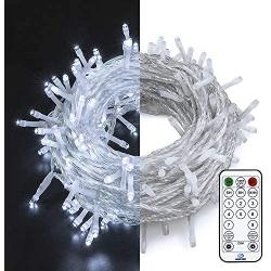 Oopswow 100 LED 39 FT Led String Lights, Plug in Fairy String Lights with Light Sensor and Timer, Extendable for Indoor, Outdoor, Wedding Party, Christmas Tree, New Year, Garden Decor,100L White