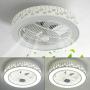 TFCFL Modern Circular Ceiling Fans with Lights, 3 Color 3 Speed LED Flush Mount Ceiling Light with Remote Control, Acrylic Dimmable Lamp for Living Room Dining Room, 22 Inch (Lantern Flower Fan Light)