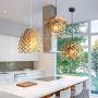 KWOKING Lighting Rustic Weave Wicker Hanging Lamp House Shape Pendant Light Natural Hemp Ball Rattan Chandelier Light Fixture for Hallway Dining Room - Style B