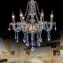 SEFINN FOUR K9 Crystal Chandelier, Modern Candle LED Chandelier Light Fixture Pendant Lighting, Dining Room Bedroom Kitchen Living Room Chandelier of 6 Lights, L21.6'' x W21.6'' x H27''