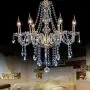 SEFINN FOUR K9 Crystal Chandelier, Modern Candle LED Chandelier Light Fixture Pendant Lighting, Dining Room Bedroom Kitchen Living Room Chandelier of 6 Lights, L21.6'' x W21.6'' x H27''