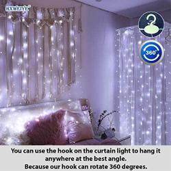 HXWEIYE 300LED Fairy Curtain Light (Upgrade Two Kinds of Light Clips) with Remote 8 Modes Times，USB Plug-in Fairy String Light for Bedroom, Parties, Walls, Windows （9.8x9.8Ft, White）