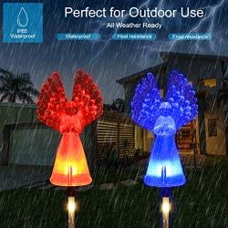 Solar Lights Outdoor - Kearui 2 Pack Solar Stake Light with Fiber Optic Angel Decorative Lights, Multi-Color Changing LED Solar Lights for Yard Decorations, Garden Gifts