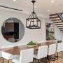 ANJIADENGSHI Lantern Pendant Light Lantern Iron Cage 4 E12 Bulbs Lantern Chandelier for Dining Room Bar Cafe ,Matte Black(Bulbs Not Included)