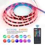 Tingkam 39.4 ft 12 M Non-Waterproof 5050 SMD RGB LED Flexible Strip Light Black PCB Board Color Changing Decoration Lighting 300 LEDs Kit + 20 Key Remote Controller