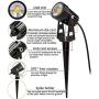 Svater LED Landscape Lights,12V Low Voltage Spotlights Outdoor with Metal Ground Stake,2700K Warm White,1200Lumens Plug in Outdoor Spotlights for Garden, Backyard,Lawn - 4 Pack