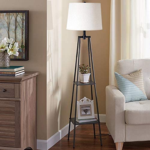 Modern Distressed Floor Lamp Black, Contemporary Reading Light 3Way 4 Leg Standing Lamp Rustic for Bedroom Living Room, Metal