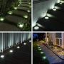 GIGALUMI Solar Ground Lights,8 LED Solar Disk Lights Outdoor,4 Pack Upgraded Waterproof In-Ground Landscape Lighting for Garden Walkway Pathway Lawn Patio Deck Yard(White)