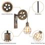 PUZHI HOME Industrial Wall Sconce Pulley Wall Lamp 1-Light Wall Light Fixtures for Indoor Lighting Bathroom Kitchen Living Room -Bronze Finished