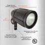 Newhouse Lighting BLF12BRZ 12-Watt Die-Cast Aluminum LED Bullet Flood Outdoor, Weatherproof Landscape Lighting 1205 Lumens, 3000K Warm White, 1/2'' Knuckle Mount Bronze
