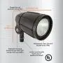 Newhouse Lighting BLF12BRZ 12-Watt Die-Cast Aluminum LED Bullet Flood Outdoor, Weatherproof Landscape Lighting 1205 Lumens, 3000K Warm White, 1/2'' Knuckle Mount Bronze