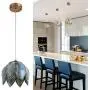 YIFI Deco Pendant Lighting Vintage Oriental Lotus Brass Ceiling Pendant Light Fixture for Kitchen Island Dining Room Bedroom Living Room, Emerald