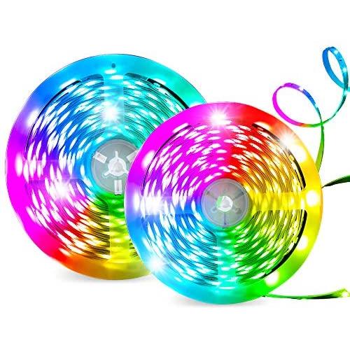 HueLiv 32.8ft LED Strip Lights Color Changing Strip Lights RGB 5050 LED Wireless Smart Wi-Fi App Control Compatible with Alexa Google Home, Music Sync for Home, Bedroom, TV, Kitchen and Party