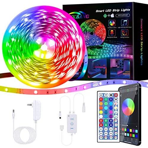 Binkbang Led Lights for Bedroom 25 Feet Led Strip Lights RGB Led Light with 44 Key Remote Smart App Control Tape Strips DIY Color Changing Timing Music Sync Rope Lights for Home Tv Party