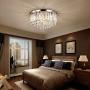 Crystal Chandelier for Bedroom Gris Modern Ceiling Light Flush Mount Ceiling Light, W15.7 x H9.56 Chandelier Lighting Fixture for Bedroom Hallway Dining Room 8 Lights(Bulbs not Included)