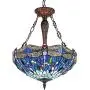 Capulina Dragonfly Design Tiffany Dining Table Lights, 3-Light Hanging Tiffany Style Lamp, 18 Inch Wide Stained Glass Dining Room Lights, Pendant Lights, Tiffany Hanging Light