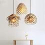 KWOKING Lighting Rustic Weave Wicker Hanging Lamp House Shape Pendant Light Natural Hemp Ball Rattan Chandelier Light Fixture for Hallway Dining Room - Style B