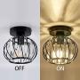 YLONG-ZS Semi Flush Mount Ceiling Light Fixture for Farmhouse Kitchen, Hallway, Porch, Black Rustic Industrial Style, Ceiling Light Covers