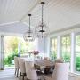 Farmhouse Cottage 4-Light Candle Wood Chandelier, French Country Wooden Light Fixture Wood Pendant Ceiling Light for Dining Room, Living Room, Foyer, Hall, Restaurant - Distressed White