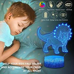 4 Pcs 3D Dinosaur Night Light, DDD LAMP Led Illusion Lamp 16 Color Change Remote Control Lights for Bed Living Room Kids Girls Boys Xmas 1666