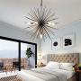 Sputnik Chandelier Ceiling Lighting 7 Lights Pendant Lamp Fixture with Black Metal Finish for Dining Room,Bedroom,Kitchen (Black)