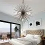 Sputnik Chandelier Ceiling Lighting 7 Lights Pendant Lamp Fixture with Black Metal Finish for Dining Room,Bedroom,Kitchen (Black)
