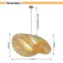 Bamboo Pendant Light for Kitchen Island, Dining Room Lighting Fixtures Hanging Lamp, Creative Rattan Chandelier Bird Nest Lampshade for Bar Cafe Living Room(with no Bulb)