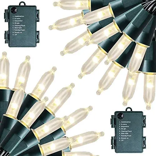 FUNPENY 2 Pack 50 LED Outdoor Christmas Lights, 16 FT Mini String Light with 8 Modes, Waterproof Tree Lights for Indoor Outdoor Patio Garden Party Wedding Christmas Decoration, Warm White FUNPENY 2 Pack 50 LED Outdoor Christmas Lights, 16 FT Mini String Light with 8 Modes, Waterproof Tree Lights for Indoor Outdoor Patio Garden Party Wedding Christmas Decoration, Warm White