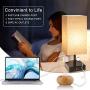 Touch Control Beside Table Lamp, Wesen 3-Way Dimmable Nightstand Lamp with QC 3.0 USB & PD 3.0 Type-C Charging Port & 2 Power Outlets, A19 LED Bulb Included, Classic Desk Lamp for Living Room Bedroom