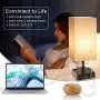Touch Control Beside Table Lamp, Wesen 3-Way Dimmable Nightstand Lamp with QC 3.0 USB & PD 3.0 Type-C Charging Port & 2 Power Outlets, A19 LED Bulb Included, Classic Desk Lamp for Living Room Bedroom